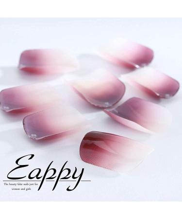 Yovic French Glossy Press on Nails Short Ombre Red - 24PCS Coffin False Nails for Women and Girls - Buy Online on GoSupps.com