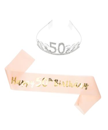 Beaupretty 1 Set Party Sash Crystal Headband Rhinestone Headpiece Birthday Favors for Adults Rhinestone Hat Bday Accessories for Women Crown Hair Comb Jewelry Set Miss Rhinestones