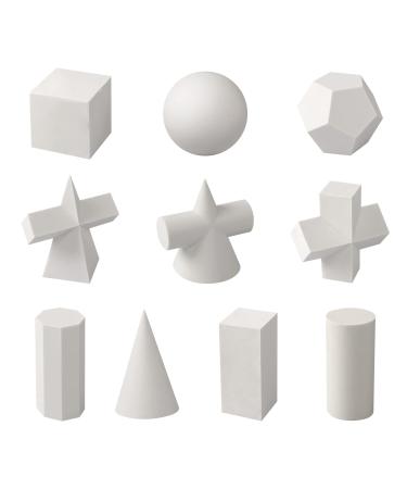 Art Crafts 3D Gypsum Geometry Sketch Basic Form Learning Tools 2inch Mini Resin Geometry Mold Sketch Classic Sculpture for Home Decor and Drawing Practice Fashion 10PCS