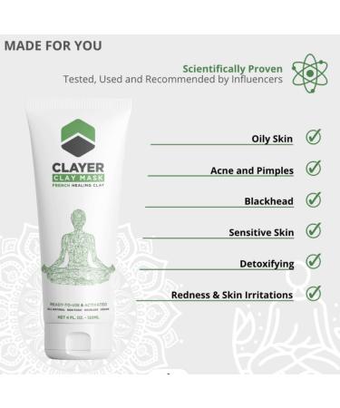 ACTIVE SKIN DETOX - 100% Natural Bentonite Clay Facial & Body Mask for Blemishes Oily Skin Detox & Blackheads - 4 FL. OZ. - Shop Internationally - Buy Online on GoSupps.com