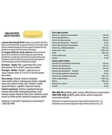 Jamieson Timed Release B100 Complex - 225 Caplets | High Potency B Vitamin Supplement - Buy Online on GoSupps.com