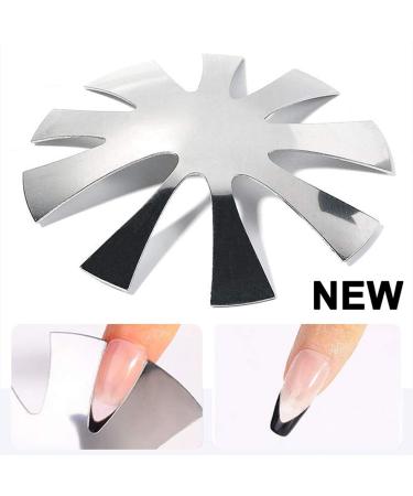 Isaken French Nails Edge Trimmer | Acrylic Nail Border Cutter & Metal Stencil Template | French Smile Line Manicure Tool Set - Silver - Buy Online on GoSupps.com