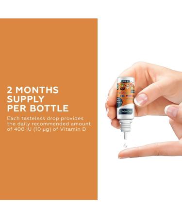 Baby Vitamin D3 Drops 60 Drops 10g - 2-Month Supply | Non-GMO, No Preservatives, Supports Bone, Teeth & Immune System - Buy Online on GoSupps.com