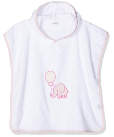 Playshoes Unisex Children's Terry Cloth Poncho Bathrobe Towel S (up to approx. 4 years) white/pink elephant