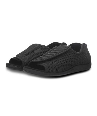 TINAYAUE Men's Diabetic Slippers Extra Wide Fit Home Shoes Comfy Pen Toe Sandals Adjustable Closure Orthopedic Footwear for Arthritis Edema Swollen Feet Black 10 10 Black