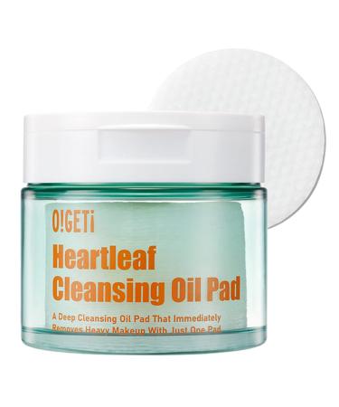 O!GETi Heartleaf Cleansing Oil Pad 50 Sheets | Double Facial Cleansing, Makeup Remover, with Heartleaf Extract, Jojoba, Argan, Sunflower Seed, Olive oil, PHA, Great for Travel