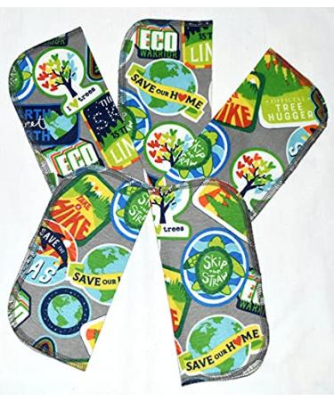 Reusable Kids Lunchbox Napkins 5 Pack - 1 Ply Save the Earth Print - 8x8 inches - Little Wipes (R) Flannel - Buy Online on GoSupps.com