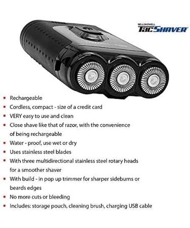 Buy Tacshaver by Bell+Howell - Moustache & Beard Rotary Shaver with Pop-up Trimmer (Set of 2) - Rechargeable & Seen On TV - International Shipping Available - Buy Online on GoSupps.com