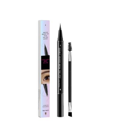 Crayon sourcils portable 2 en 1 - Marron fonc - Cheveux naturels et imperm ables - Finition pour une utilisation quotidienne