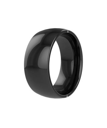 CatXQ Smart Ring Compatible with iOS Android,2 NFC Safe Quick Trigger Instruction (Phone/Location/SOS),Support Simulation of 4 ID/IC Smart Cards,Waterproof,Ceramic Ring for Men Women (Size:12) No.12 Black