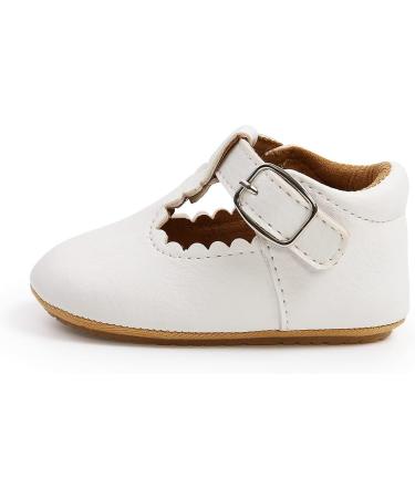 Baby Anti-Slip First Walking Shoes - Soft Sole Toddler Sneakers for Boys and Girls - Infant PU Leather Prewalkers with Sock - 12-18 Months Wide White - Buy Online on GoSupps.com