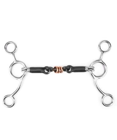 Black Horse Snaffle Stainless Low Leverage Steel Copper Roller Loose Mouth Snaffle Bit Copper Winding Stiff-Bit Copper Wire Wrapped Mouth