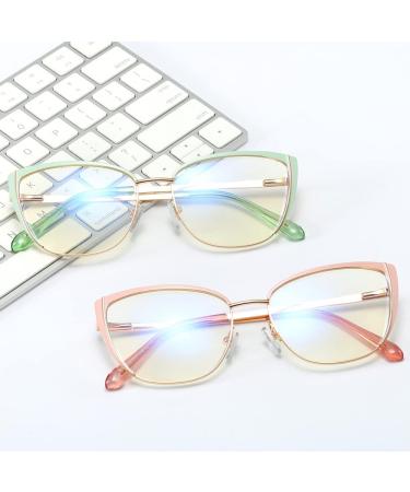 Shop Kachawoo Retro Blue Light Blocking Glasses for Women - Stylish Cat Eye Metal Eyeglasses Frame in Black Gold - Ideal for Computer Use - Buy Online on GoSupps.com