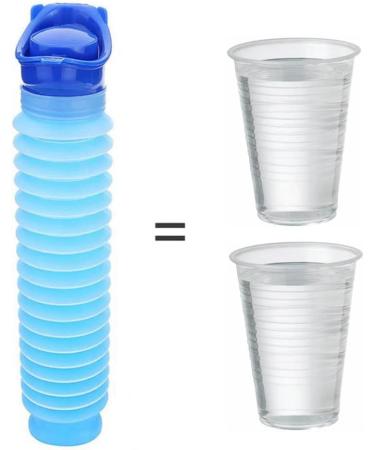 Set of 2 Collapsible Portable Travel Urinals for Men, Women & Kids - Reusable Personal Pee Bottles for Camping, Road Trips - Blue - Buy Online on GoSupps.com