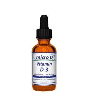 Nutrasal Micro D3 Vitamin D-3 Drops - High Concentrate (2 Million IU's) Vitamin D3 with Nano Technology and Up to 10X More Absorption -1 oz (30 ml)
