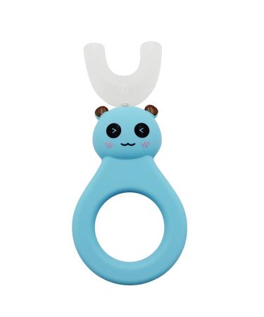 Panda U-Shaped Toothbrush Made of Silicone U-Shaped Children's Toothbrush 360 Thorough Cleaning Suitable for Children Aged 2-12 Years Little Surprise Blue Small (2 6 Years)