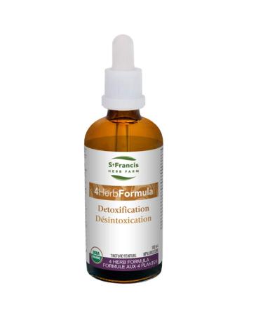 St Francis Herb Farm 4 Herb Formula Certified Organic Herbal Tincture Extract Used in Herbal Medicine as an alterative as a detoxification formula to help remove accumulated waste products via the kidneys skin and mucous membranes (100 ml)