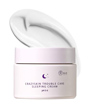 CRAZY SKIN  Skin Repair Trouble Care Sleeping Cream 1.76oz | Deep Moisturizing pH level 5.5 overnight cream | Moisturizer for acne prone skin | Korean skin care | night mask recovery care