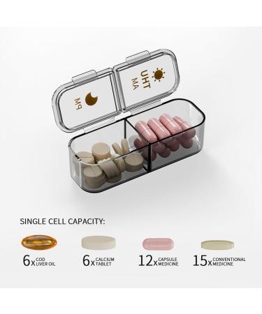 14 Compartments Weekly Pill Organizer - 7 Day AM PM Pill Box for Vitamins & Supplements | Portable Travel Medicine Planner (Light Black - Buy Online on GoSupps.com