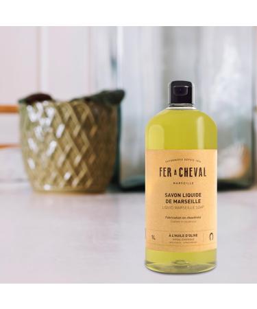 Fer Cheval Olive Oil Marseille Liquid Soap 1 L/33.81 fl oz - Hypoallergenic Natural Ingredients Eco-Friendly Body & Hand Wash 2 Pack - Buy Online on GoSupps.com