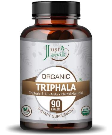 Just Jaivik Organic Triphala Tablets - 750mg (Pack of 90) | Balancing Detox & Rejuvenation Dietary Supplement - Buy Online on GoSupps.com