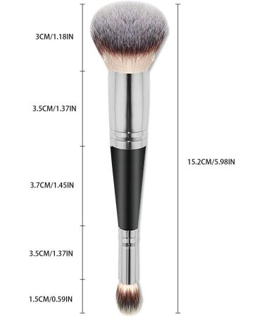 Dual Ended Brush Makeup - Dual-Ended Foundation Brush - Beauty Tools Brush For Women Girls For Powder Liquid Concealer Cream Blush Concealer Foundation Rowces Black Handle Silver Tube - Buy Online on GoSupps.com