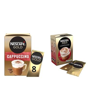 Nescaf Gold Cappuccino Instant Coffee 8 x 15.5g 8 Count (Pack of 1) & Gold Cappuccino Unsweetened Taste Coffee Pack of 8