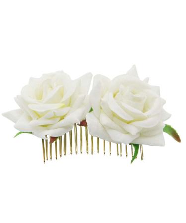 Miaoo Flamenco Dancer Hair Clip Rose Hairpin Bridesmaid Wedding Women Hair Accessory Bridal Hair Comb (Beige)