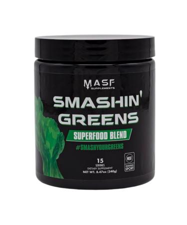 MASF Supplements Smashin' Greens Superfood Organic Blend - 15 Servings - Boost Energy Immune Support Digestive Health with Organic Wheat Grass Spirulina Chlorella - NSF Certified