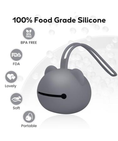 Airfish Silicone Pacifier Box - BPA-Free Baby Bear Travel Storage for Girls | Perfect Pacifier Holder in Gray - Buy Online on GoSupps.com