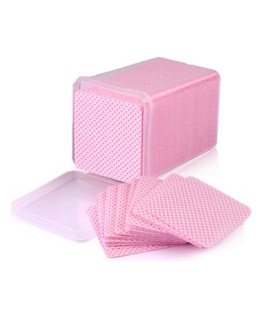 200pcs/set Cotton Pads Lint-Free Pads Nail Cleaning Wipes Pads Nail Cotton Removers Lint-Free Pads Bottle Mouth Pads Lint Free Pink