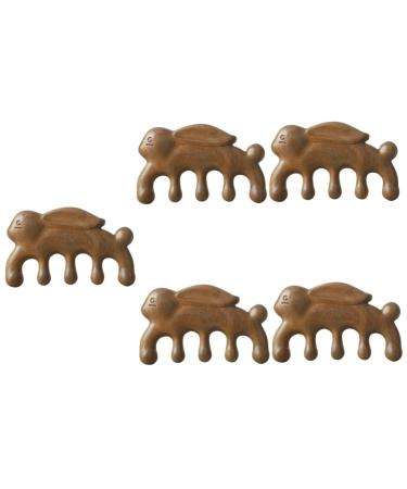 Beaupretty 5st massage comb made of green sandalwood massage comb for the scalp guasha scratching scalp ridge wooden ridge circuit bleeding.