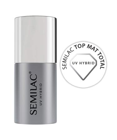 Semilac Top Mat Total Nail Polish | 7 ml | Innovative UV LED Top Coat Soak Off Gel Nail for Color Protection | Matt Finish and Transparent | Easy to Apply Crack Resistant and Dries Quickly