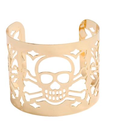 DRESSOOS Skull Cuff Bracelet Open Cuff Bracelet Friendship Bracelets for Women Halloween Friendship Women Bangle Bracelets Black Bracelet Retro Wristband Open Bangle Ghost Miss Gothic Alloy 6.3X5cm Golden
