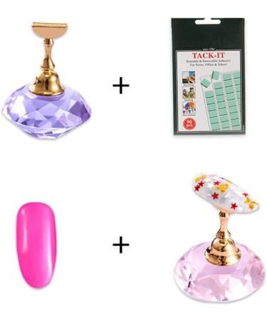 ANKROYU Nail Art Display Stand 2 Color Magnetic Nail Art Display Stand Nail Tip Practice Train Stand Crystal Base Crystal Base Display Tool for Nail Salon DIY and Nail Practice(Pink) - Buy Online on GoSupps.com
