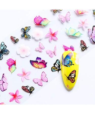 10 Sheets Butterfly Nail Foil Transfers Stickers Flowers Butterfly Starry Sky Nail Art DIY Decals for Women Girls Decoration Manicure Design - Buy Online on GoSupps.com