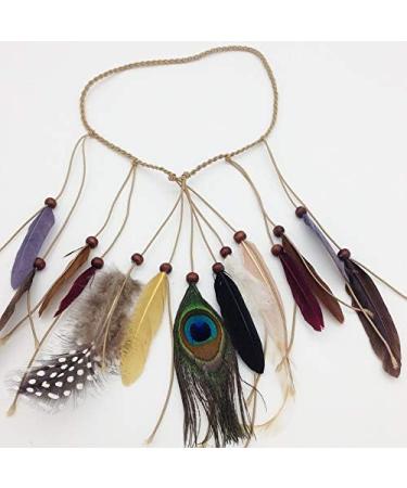 Jurxy B hmische Pfau Feder Headdress | Boho Hippie Headband for Women | Gypsy Hair Accessories in Brown - Style 2 - Buy Online on GoSupps.com