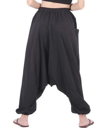CandyHusky 100% Cotton Hippie Gypsy Boho Harem Pants | Black Yoga Aladdin Pants | Unisex One Size Fits Most - Buy Online on GoSupps.com