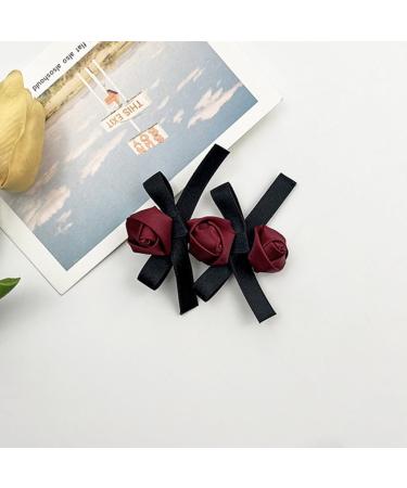 XIAHIOPT 2 Pieces Rose&Bowknot Shape Hairpin for Sweet Girls Charm Hair Barrettes Aesthetics Hair Accessories Beige - Buy Online on GoSupps.com