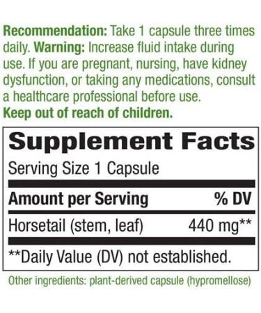 Natures Way Horsetail Grass 400mg 100 Vegetarian Capsules - Pack of 3 Bottles - Buy Online on GoSupps.com