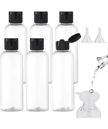 Voarge travel bottles set 6 pack of travel bottle 100ml plastic bottle with 2 small funnel transparent plastic air flight bottle bottle airport vacation (black) - Buy Online on GoSupps.com