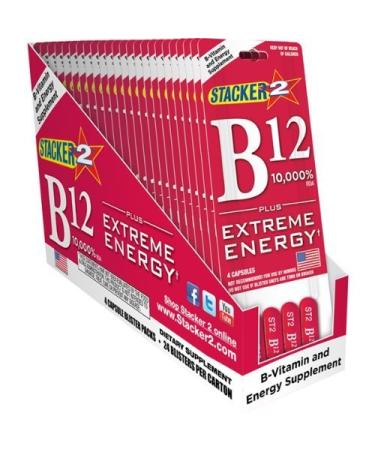B12 Extreme Energy + Stacker 2 10 000% RDA - (24) Four Count Blister Pks by Stacker