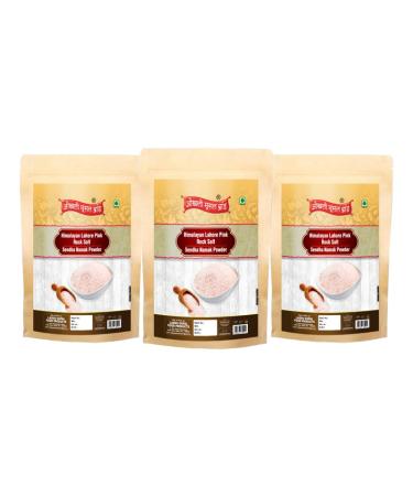 Okhli Musal Brand Ekadashi Fast Upwaas Upwas Vrat Ke Liye Salt | Himalayan Pink Rock Salt Powder | Saindhava Lavana Sendha loon namak with Natural Trace Minerals-100GM*3Pack