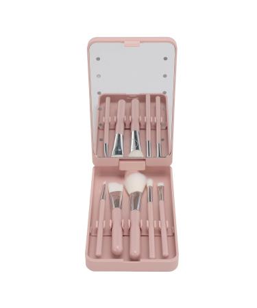 Travel Makeup Brush Set with LED Light Mirror | Professional Cosmetic Brushes for Versatile Application - Foldable & Rotating - Buy Online on GoSupps.com