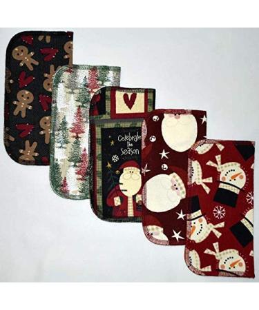 Country Christmas 2 Ply Printed Flannel 8x8 Inches Set of 5 - Festive Holiday Decor - Buy Online on GoSupps.com