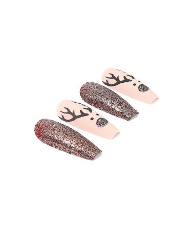 Brishow Coffin Christmas Artificial Nails - 24pcs Press On Long False Nails for Women & Girls - Buy Online on GoSupps.com