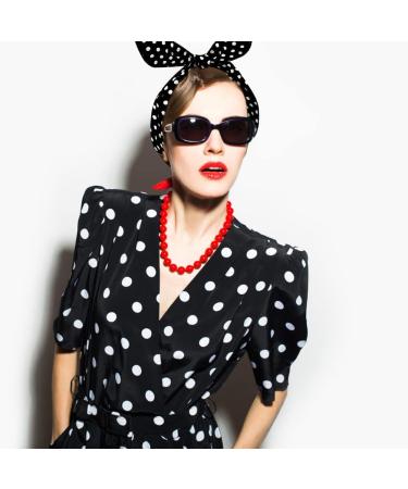 Polka Dot Headband Bow Tie Knotted Hair Bands Headband Retro Wire Headband Vintage Print 40s 50s Head Scarf Bandana for Women Girls Bowknot Headband Black Red Polka Dot Ladies' Gift - Buy Online on GoSupps.com