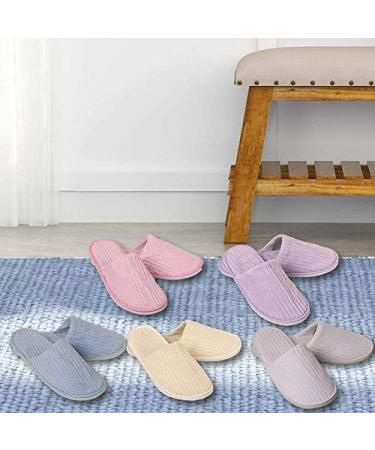 5 Pairs Disposable Guest Slippers - High-Quality Anti-Slip Coral Fleece - Universal Size - Ideal for Hotels & Parties - Pink (EU 40/41) - Buy Online on GoSupps.com