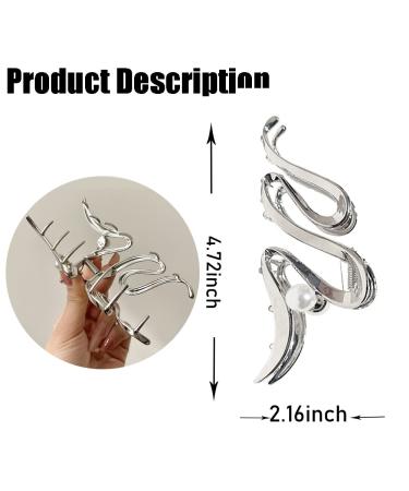 Silver Wave Pearl Hair Claw Clip - French Frigid Style Hair Accessory for Thick/Thin Hair - Women's Hair Decor - Buy Online on GoSupps.com