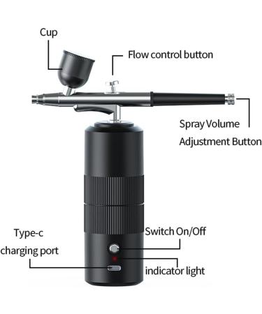 kzxbty Portable Rechargeable Wireless Airbrush with Compressor Double Action Tools for Face Beauty Nail Art Tattoo - Buy Online on GoSupps.com